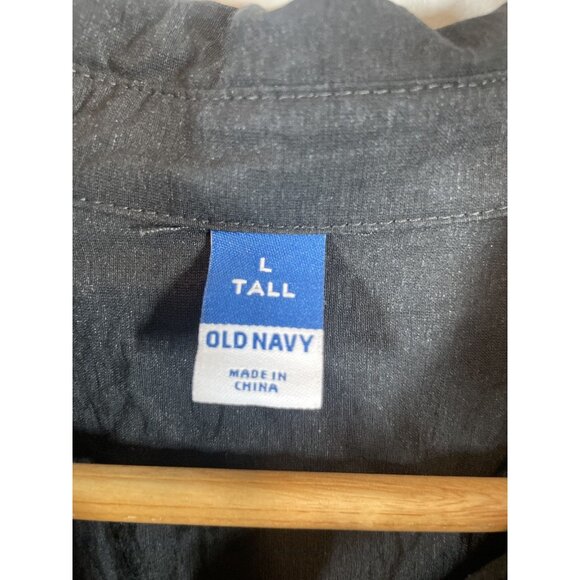 Old Navy Black Shirt Dress Size L Tall Button Front Drapey Cutouts Blackjack - Picture 2 of 9